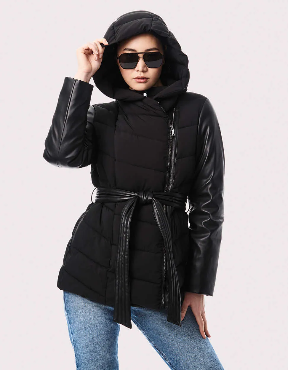 Modern Mixer Vegan Leather Puffer Jacket sold by Bernardo product image thumbnail 2