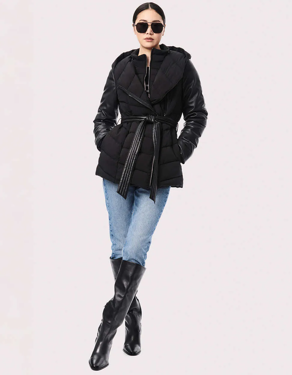 Modern Mixer Vegan Leather Puffer Jacket sold by Bernardo product image thumbnail 3