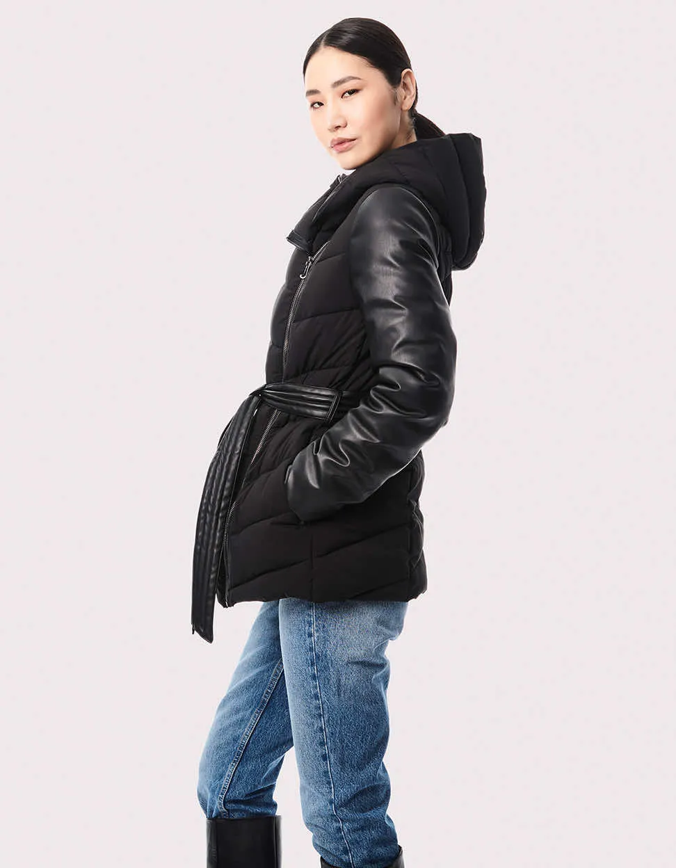 Modern Mixer Vegan Leather Puffer Jacket sold by Bernardo product image thumbnail 4