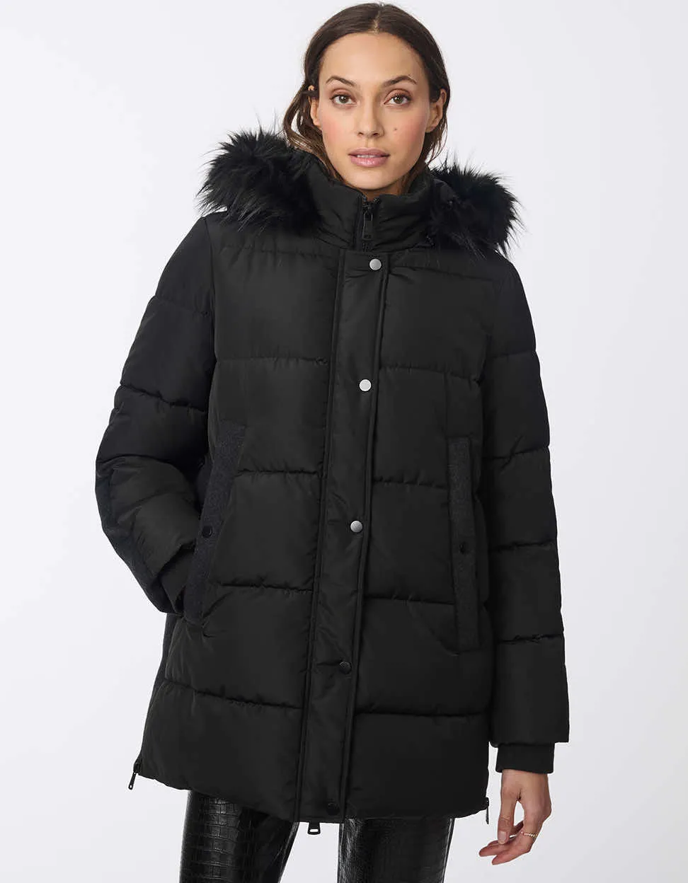 Short Outdoorsy Wool Combo Puffer Coat sold by Bernardo product image thumbnail 2