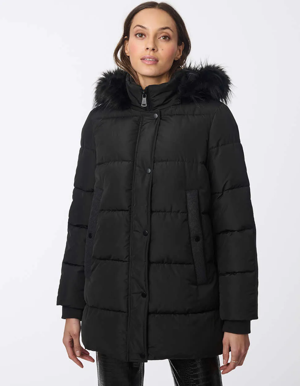 Short Outdoorsy Wool Combo Puffer Coat sold by Bernardo product image thumbnail 3