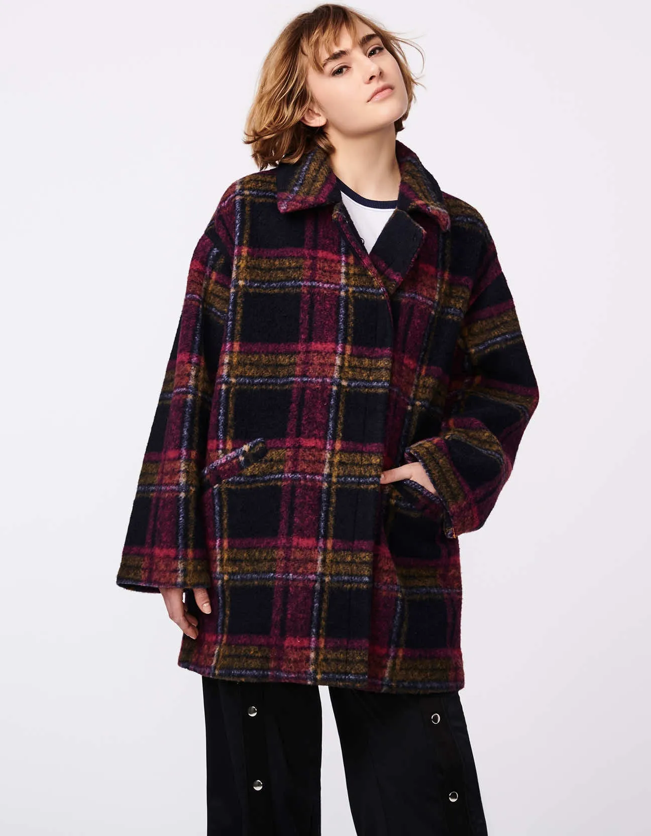 Plaid Pairings Wool Coat sold by Bernardo product image thumbnail 2