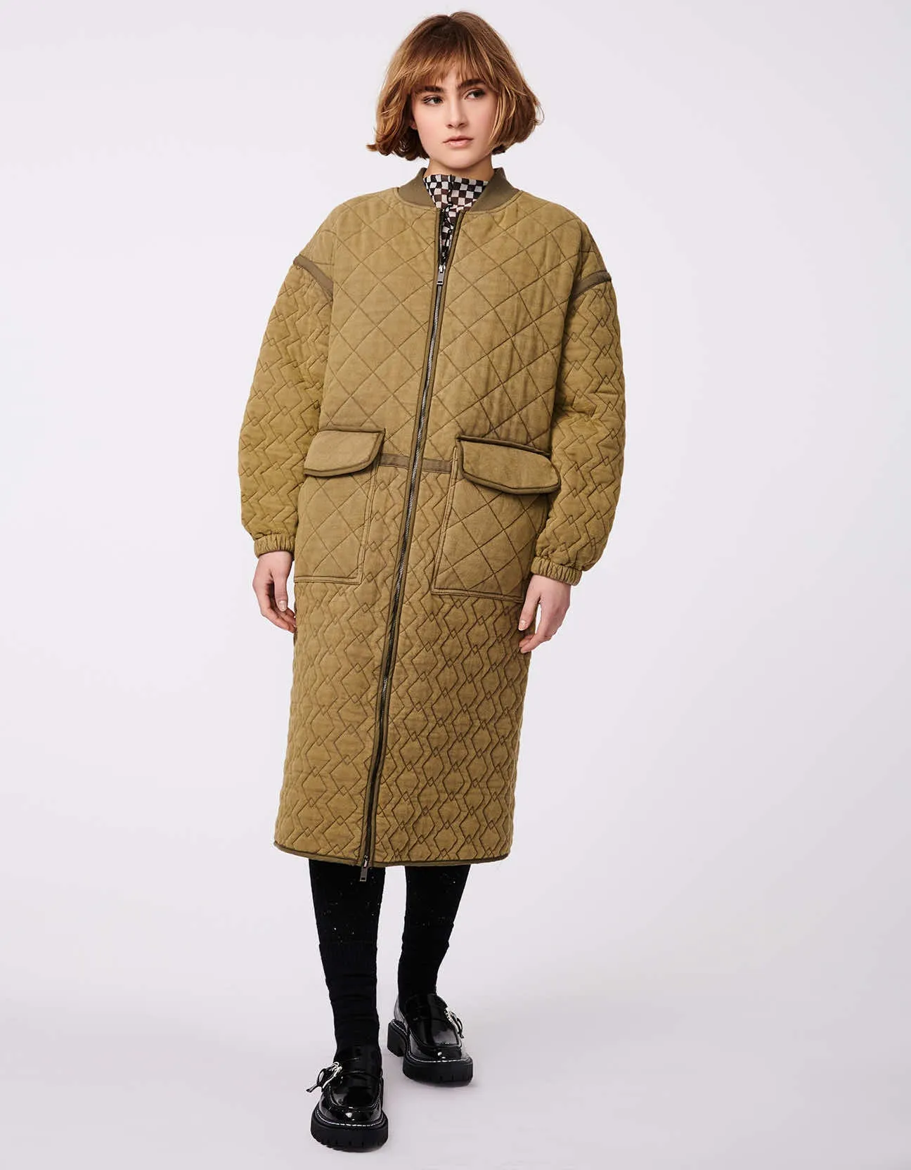 Mix-Stitch Long Quilted Coat sold by Bernardo
