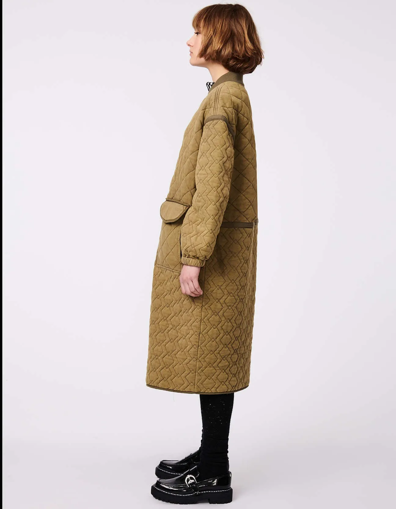 Mix-Stitch Long Quilted Coat sold by Bernardo product image thumbnail 3