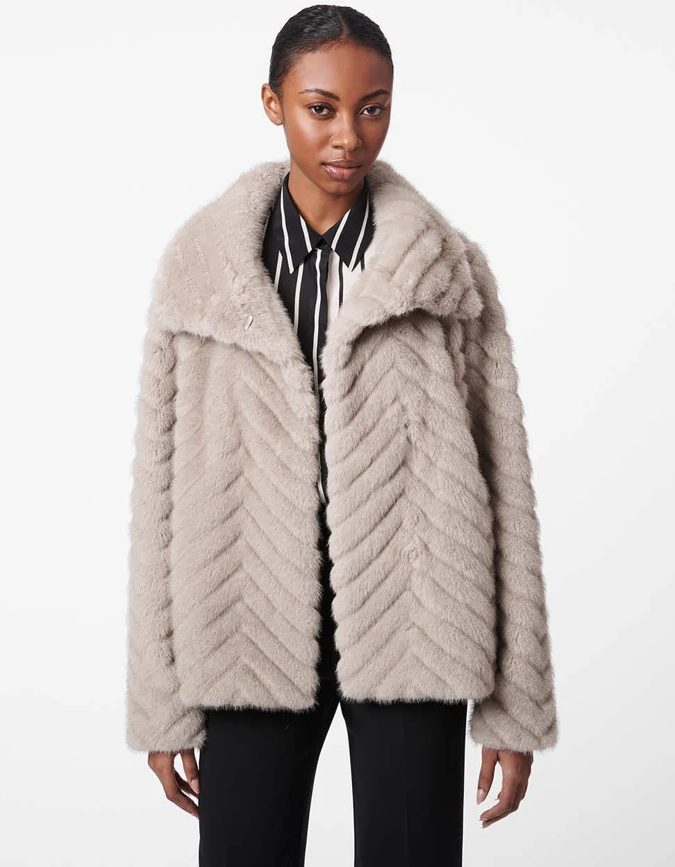 Chevron Faux Fur Jacket sold by Bernardo product image thumbnail 2