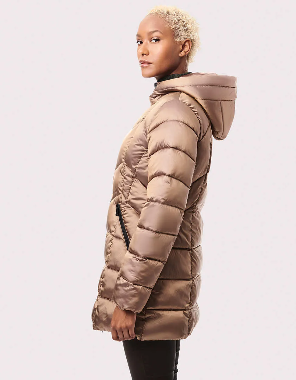 Metallic Fab Funnel Quilted Puffer Jacket sold by Bernardo product image thumbnail 3