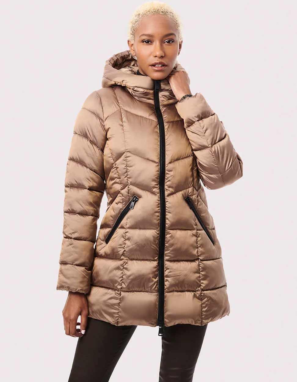 Metallic Fab Funnel Quilted Puffer Jacket sold by Bernardo