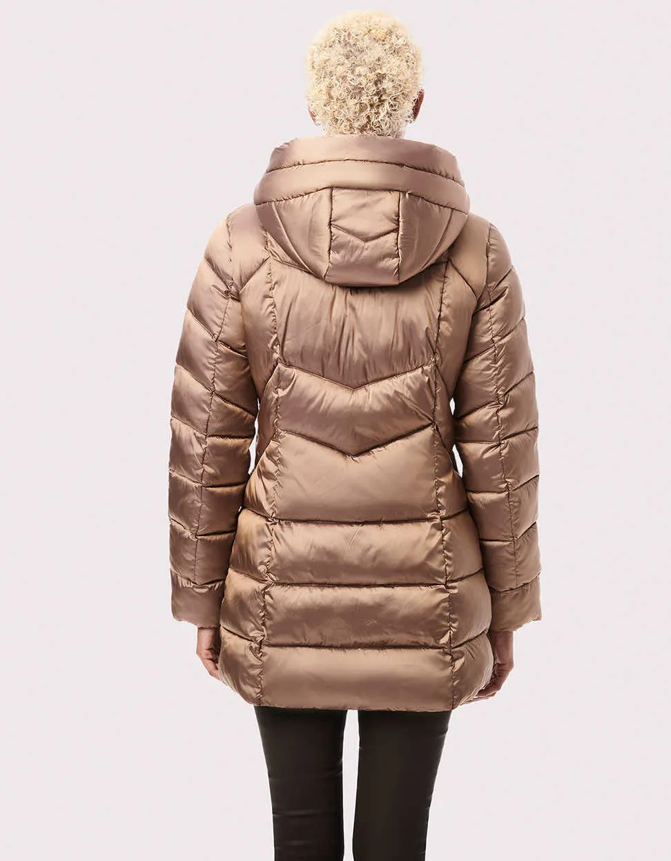 Metallic Fab Funnel Quilted Puffer Jacket sold by Bernardo product image thumbnail 4