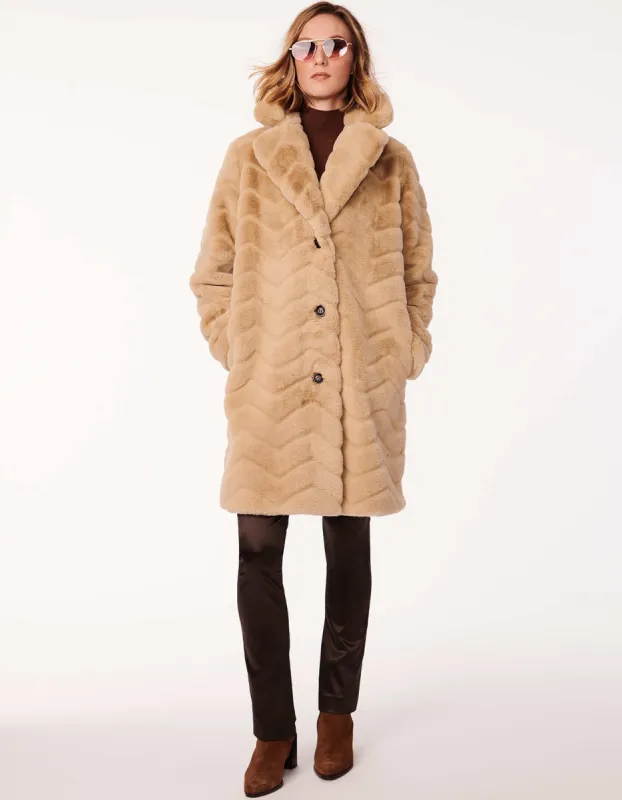 Zigzag Vegan Fur Coat sold by Bernardo