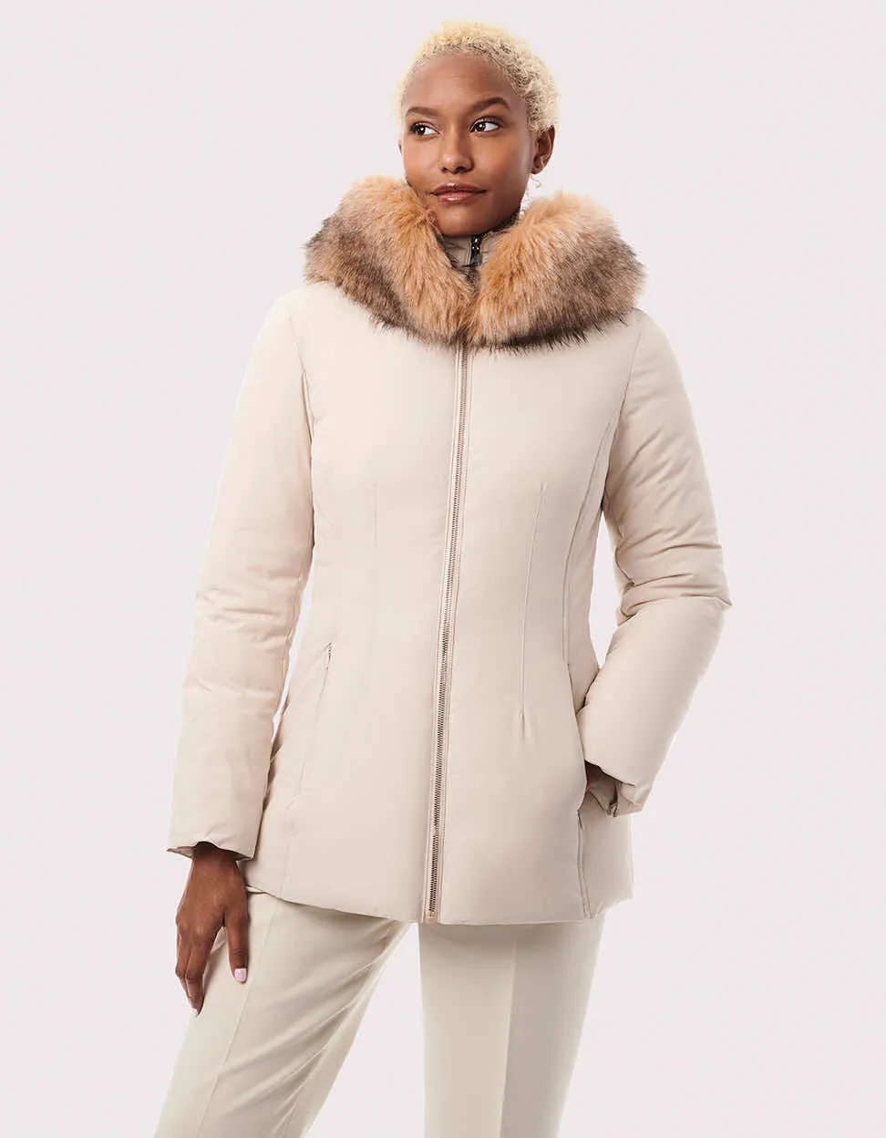 Nordic Vegan Fur Trim Puffer Jacket sold by Bernardo
