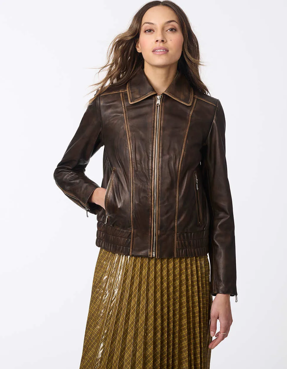 Aviator Classic Leather Bomber Jacket sold by Bernardo product image thumbnail 3