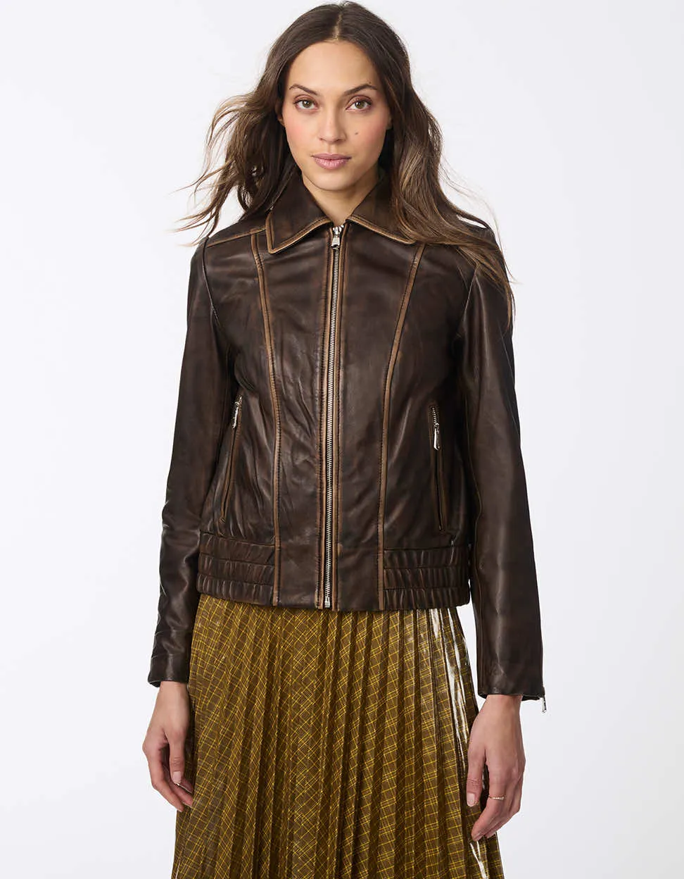 Aviator Classic Leather Bomber Jacket sold by Bernardo product image thumbnail 2