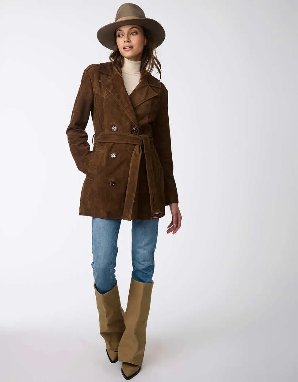 Pinnacle Suede Double Breasted Jacket sold by Bernardo