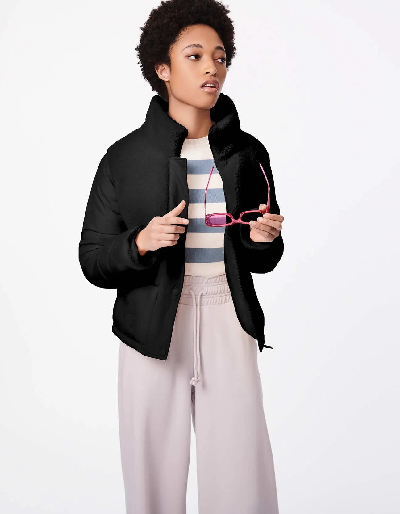 Bernie Cozy Combo Vegan Fur Puffer Jacket sold by Bernardo