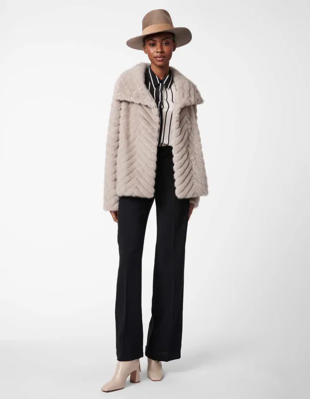 Chevron Faux Fur Jacket sold by Bernardo