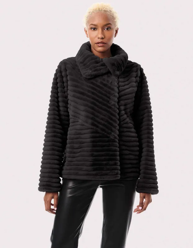 Castle Cozy Vegan Fur Jacket sold by Bernardo