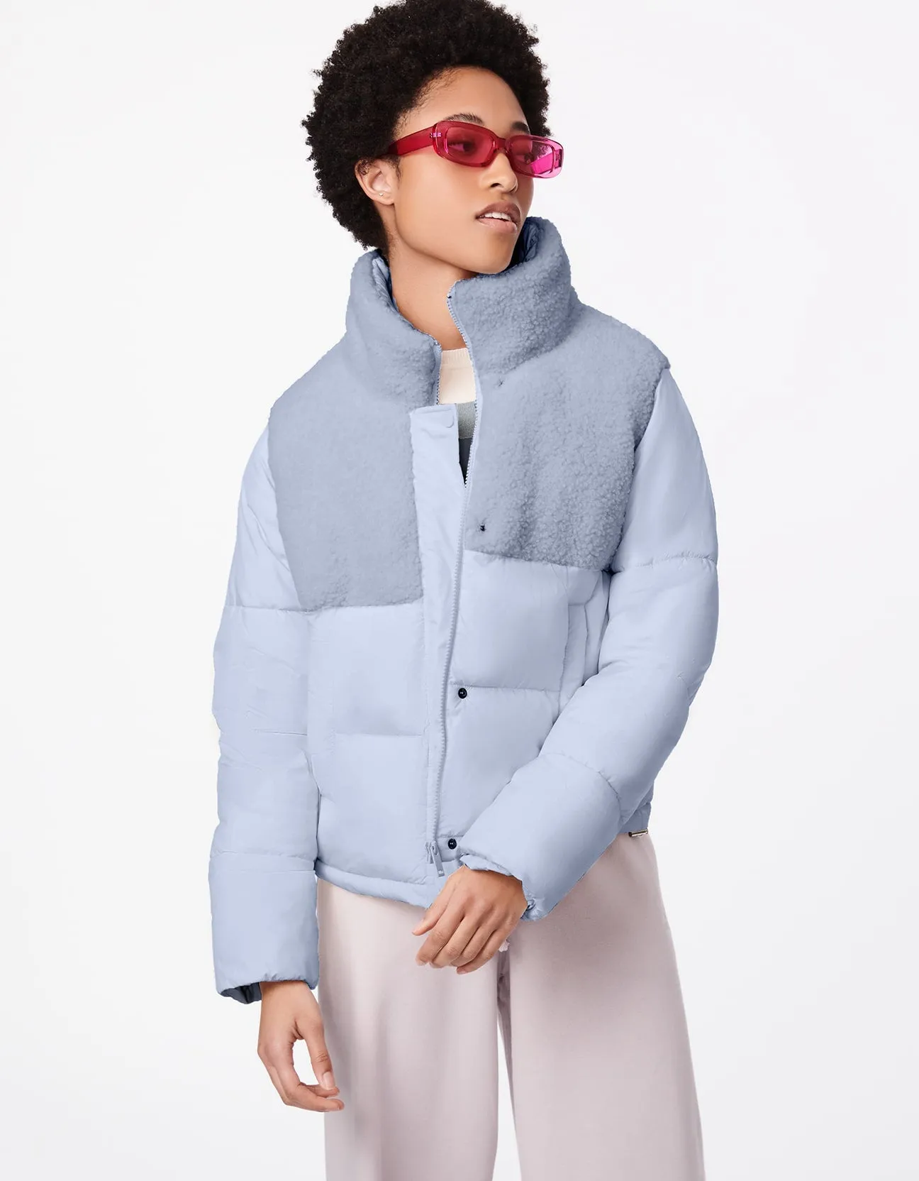 Cozy Combo Vegan Fur Puffer Jacket sold by Bernardo
