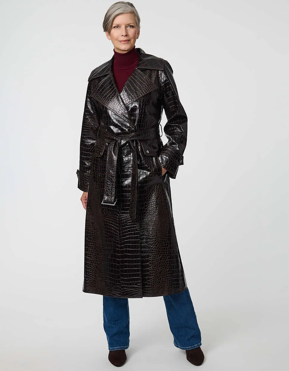 Carrington Embossed Croc Trench sold by Bernardo