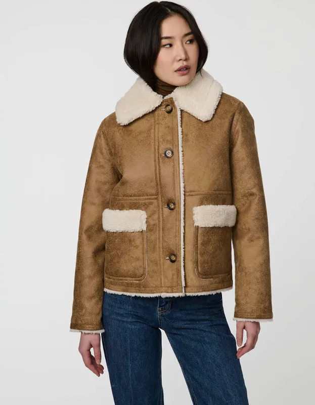 Halden Faux Suede Sherpa Jacket sold by Bernardo