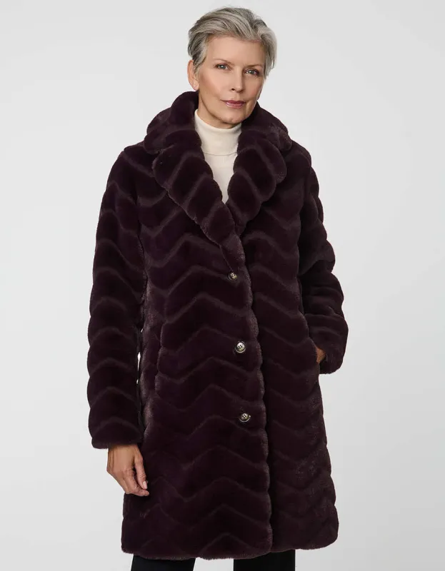 Zigzag Vegan Fur Coat sold by Bernardo