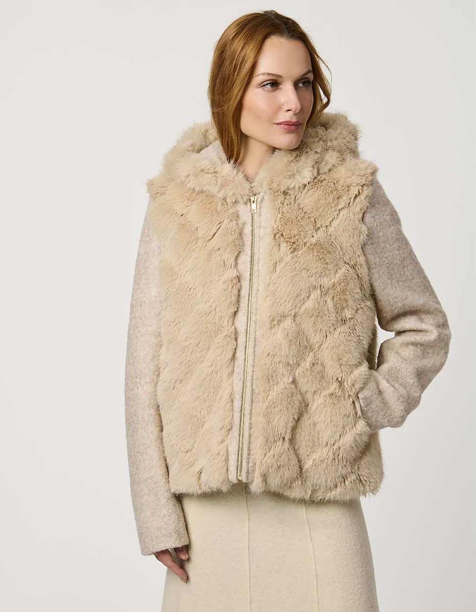 Darien Faux Fur Wool Combo Jacket sold by Bernardo product image thumbnail 4