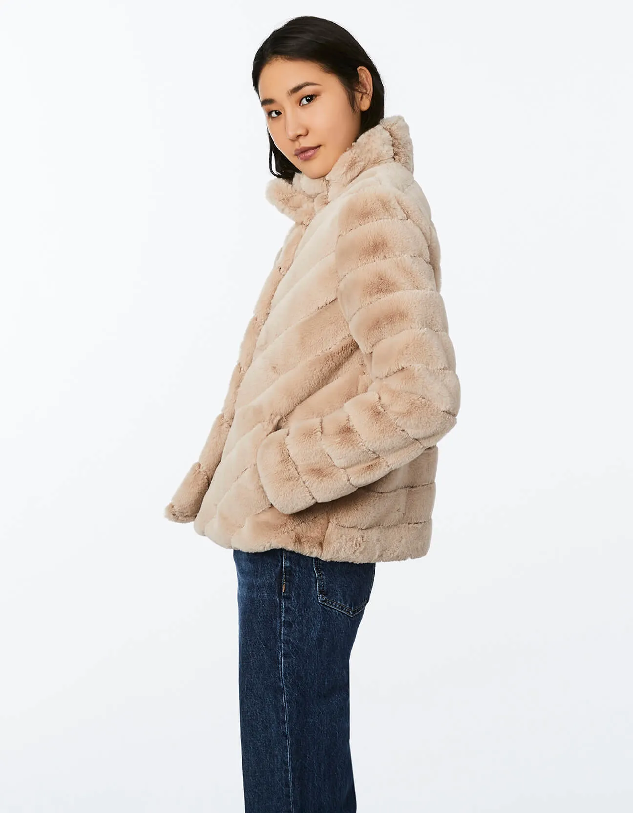 Chevron Unreal Fur Jacket sold by Bernardo product image thumbnail 3