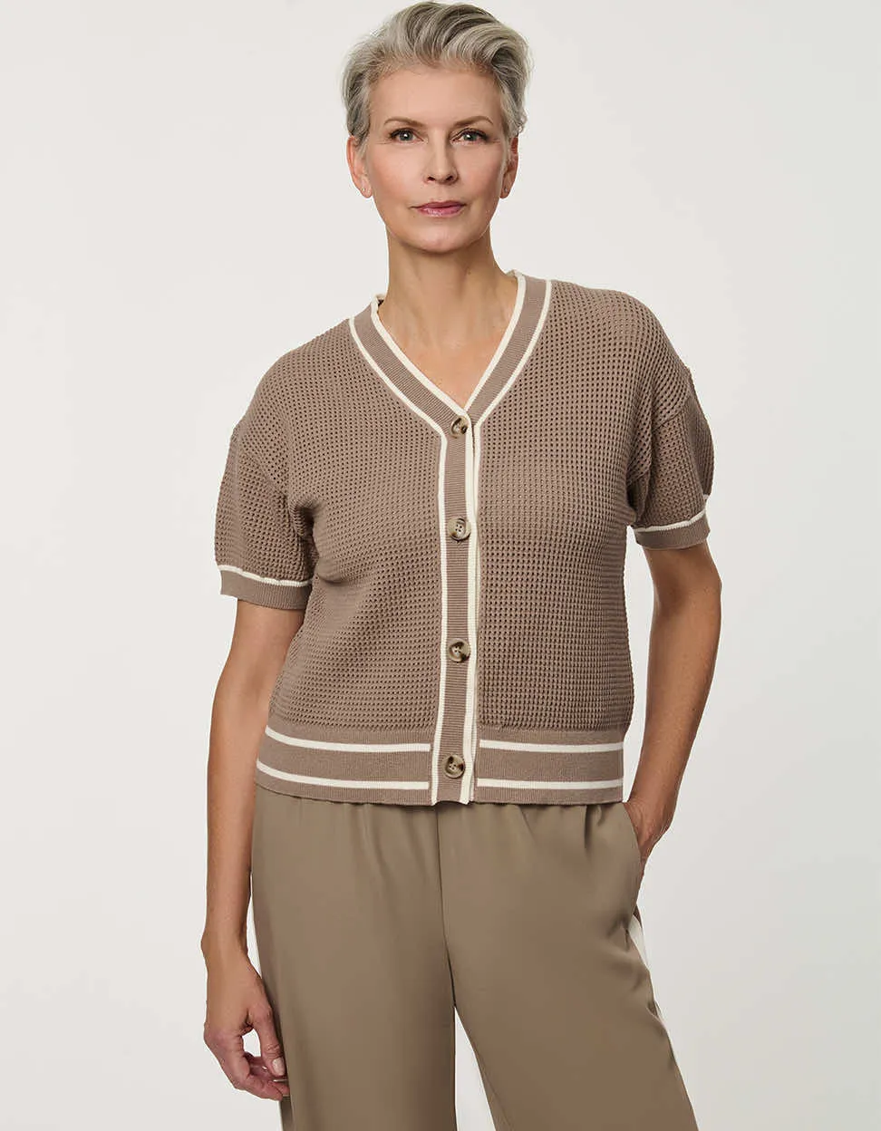 Basketweave Knit Cardigan sold by Bernardo product image thumbnail 3