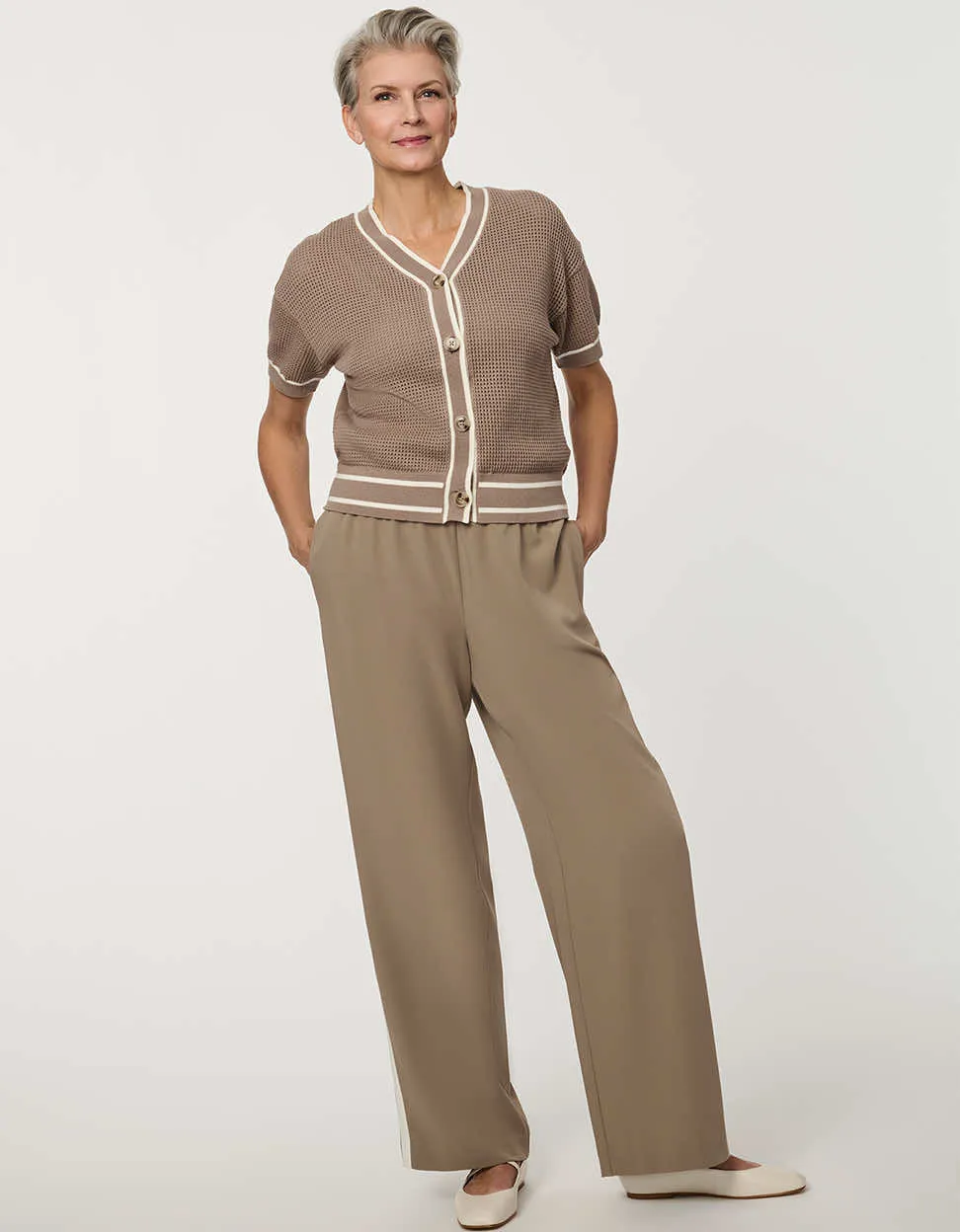 Basketweave Knit Cardigan sold by Bernardo product image thumbnail 2