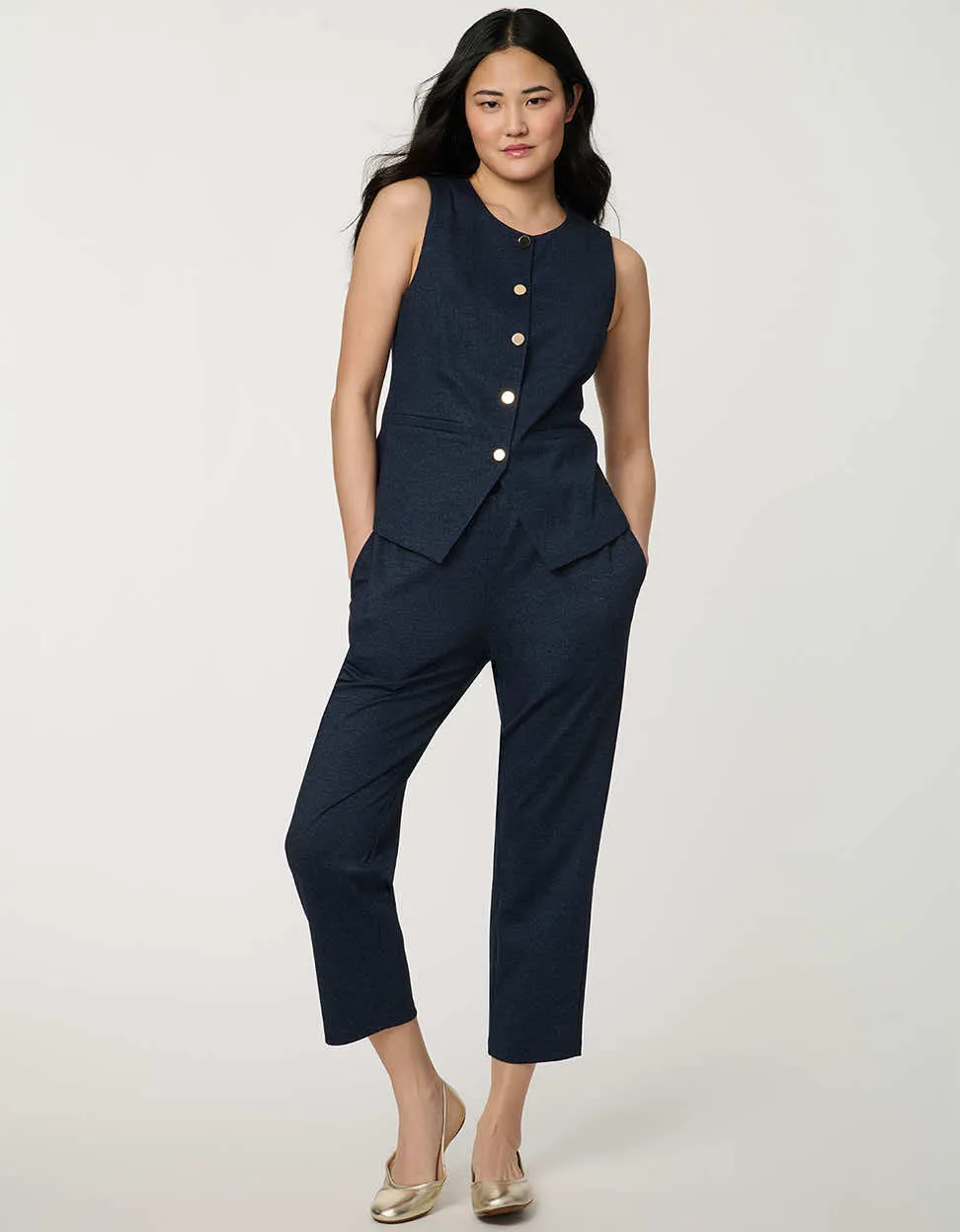 Button Down Crew Neck Vest sold by Bernardo product image thumbnail 2