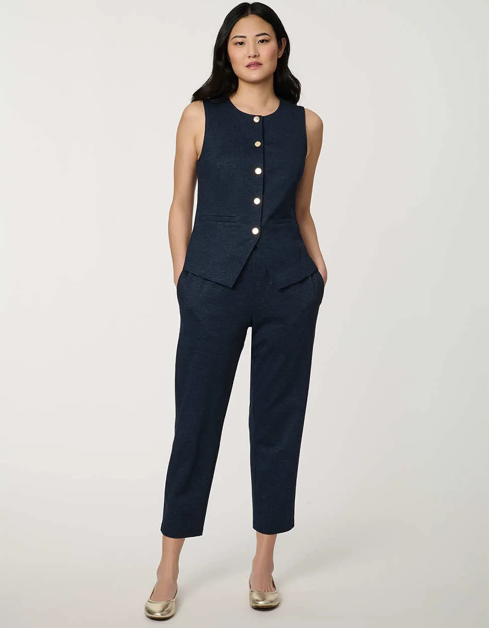 Button Down Crew Neck Vest sold by Bernardo product image thumbnail 3