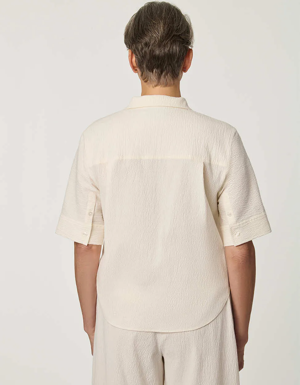 Dolman-Sleeve Seersucker Button-Up Shirt sold by Bernardo product image thumbnail 5