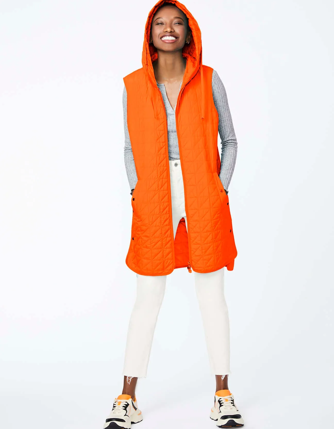 HOODED TUNIC PUFFER VEST sold by Bernardo