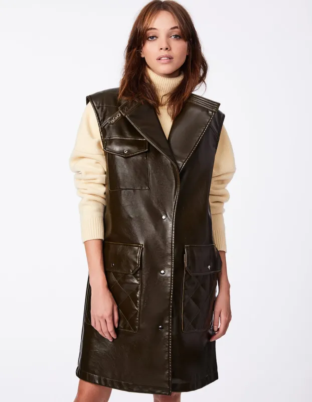 Vegan Leather Vest Coat made by Bernardo