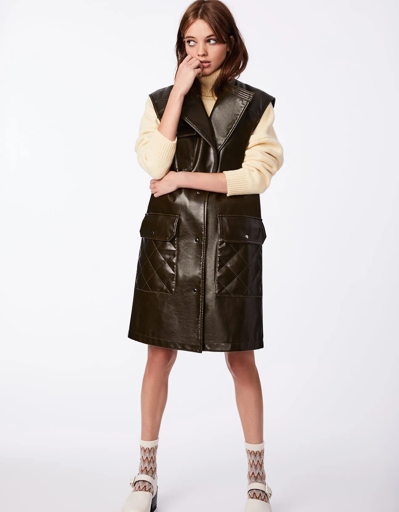 Vegan Leather Vest Coat sold by Bernardo product image thumbnail 4
