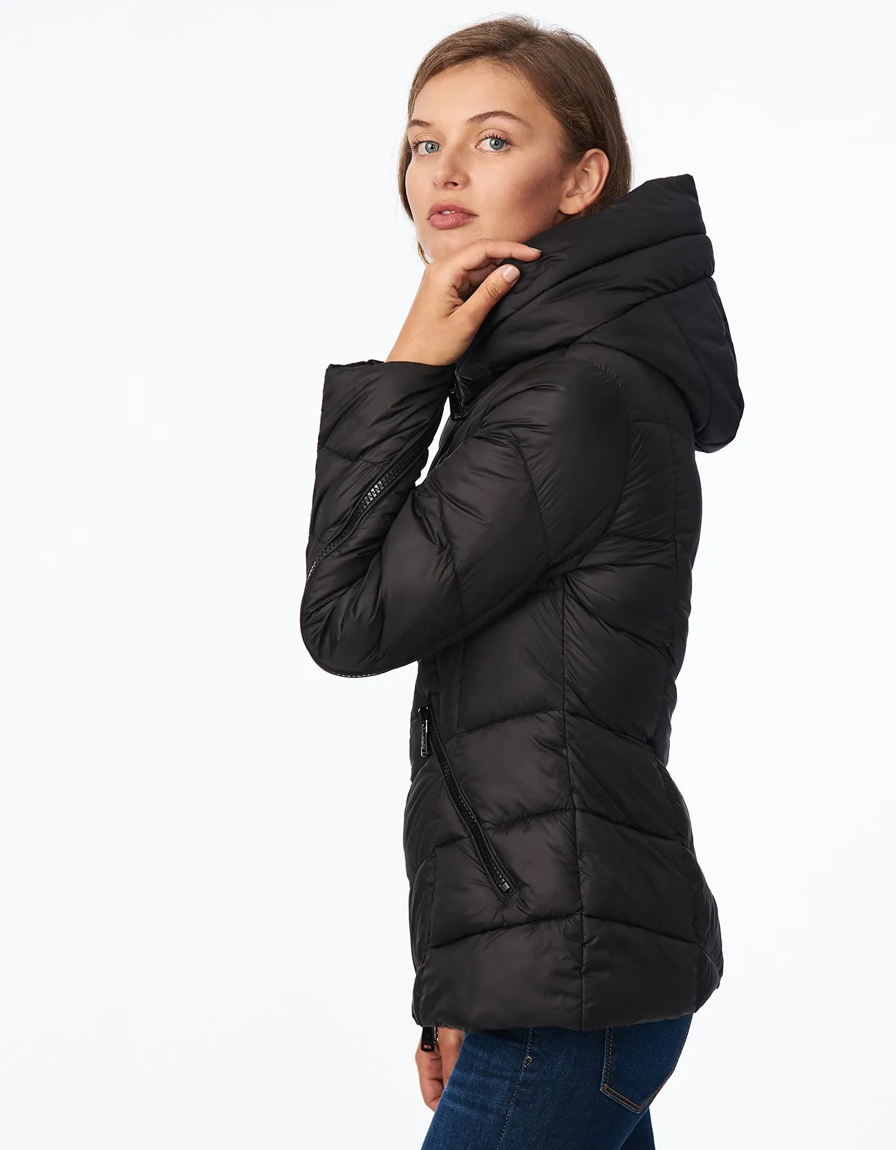ZIP AROUND CHEVRON HOODED PUFFER sold by Bernardo product image thumbnail 3