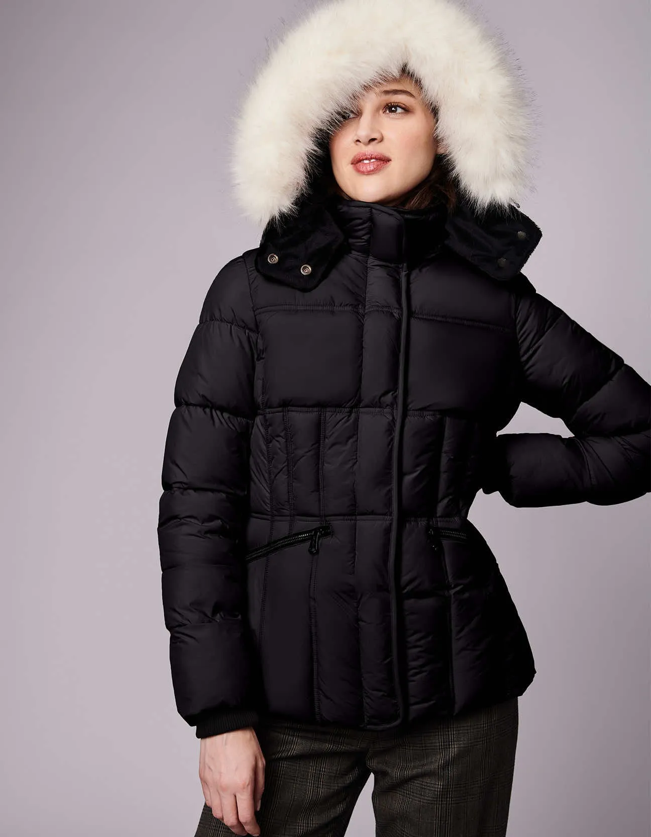 Park City Vegan Fur Trim Puffer Jacket sold by Bernardo