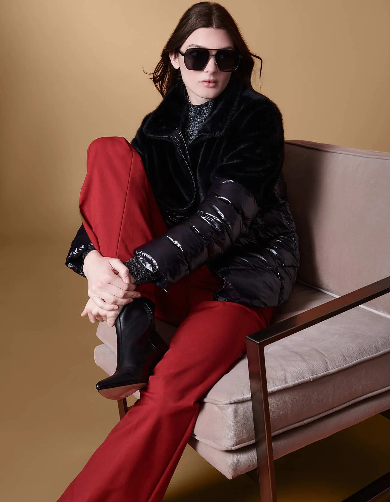 Global Glossy Vegan-Mink Puffer Jacket sold by Bernardo