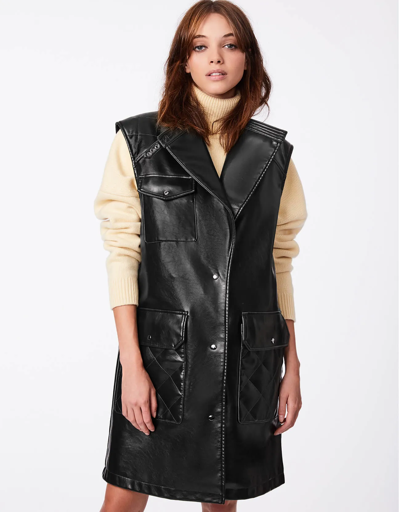 Vegan Leather Vest Coat sold by Bernardo product image thumbnail 4
