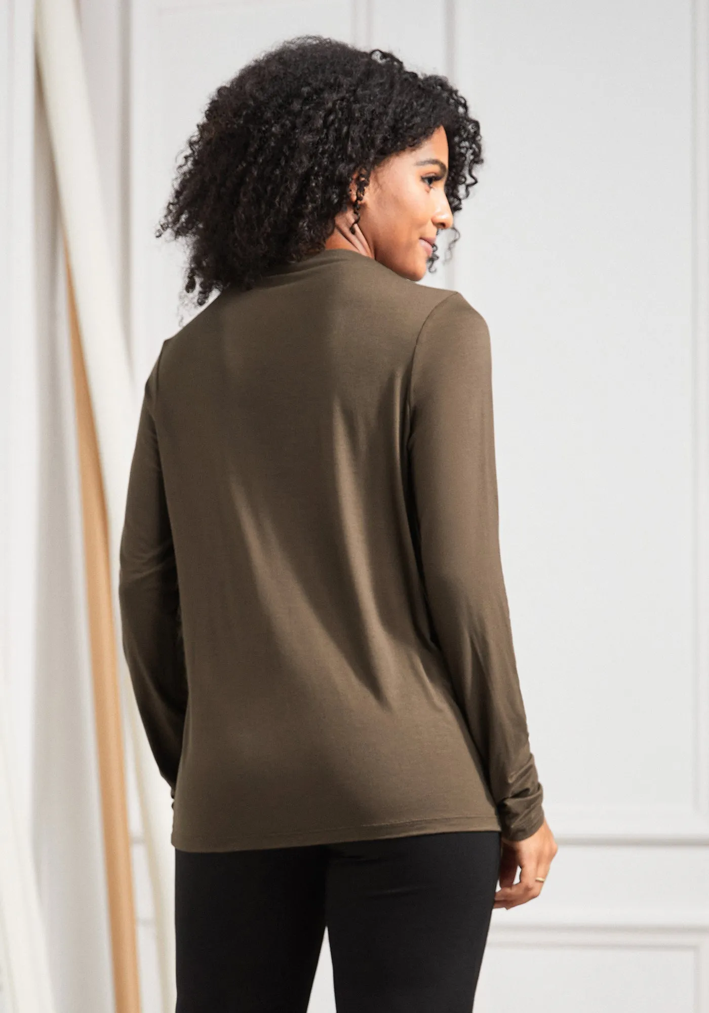 Essential Long Sleeve Mockneck (Brown) sold by Betabrand product image thumbnail 4