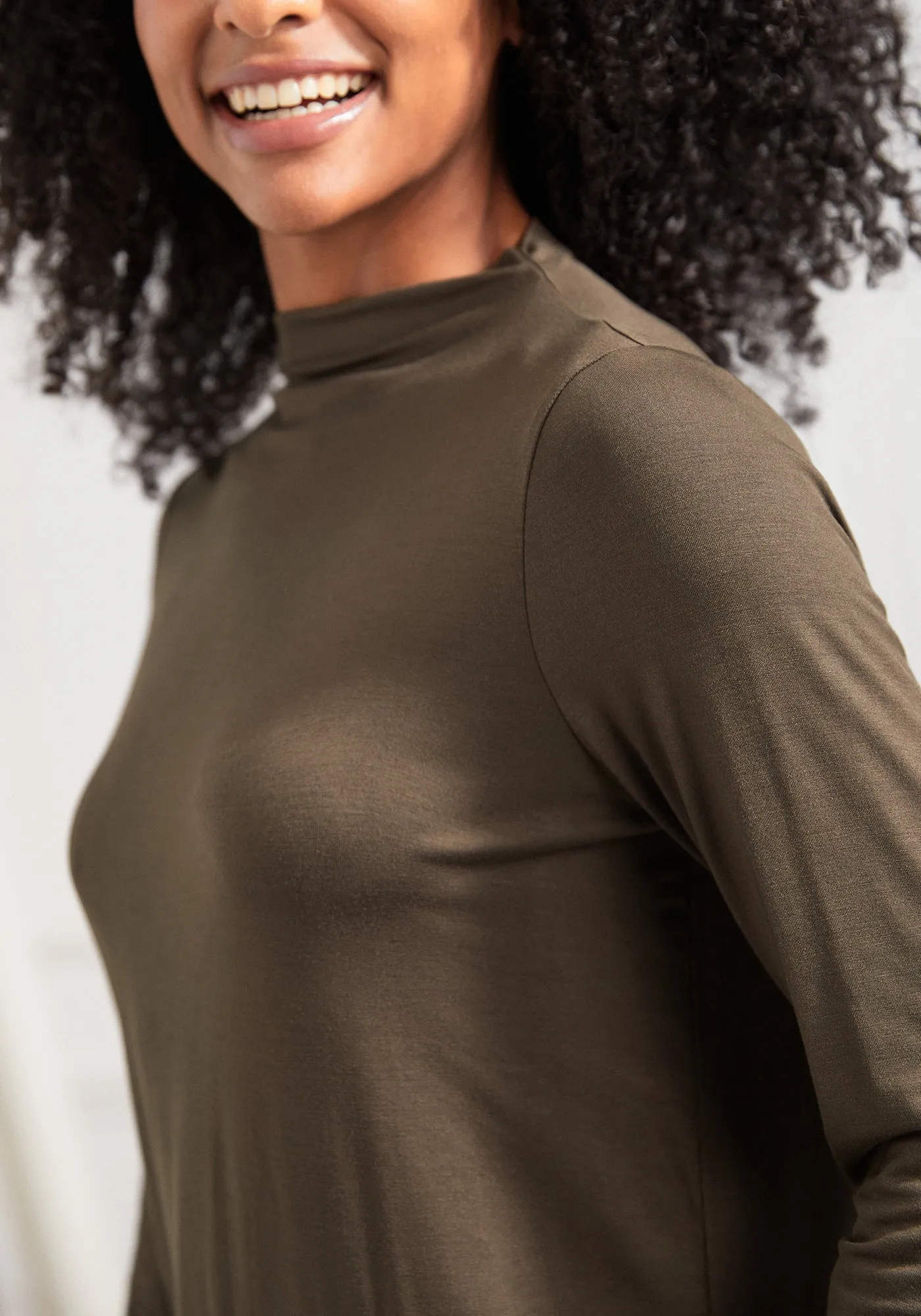 Essential Long Sleeve Mockneck (Brown) sold by Betabrand product image thumbnail 2