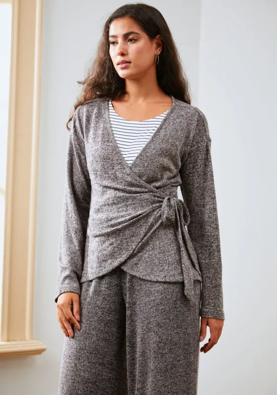 UltraEase Side-Tie Wrap Top (Charcoal) sold by Betabrand