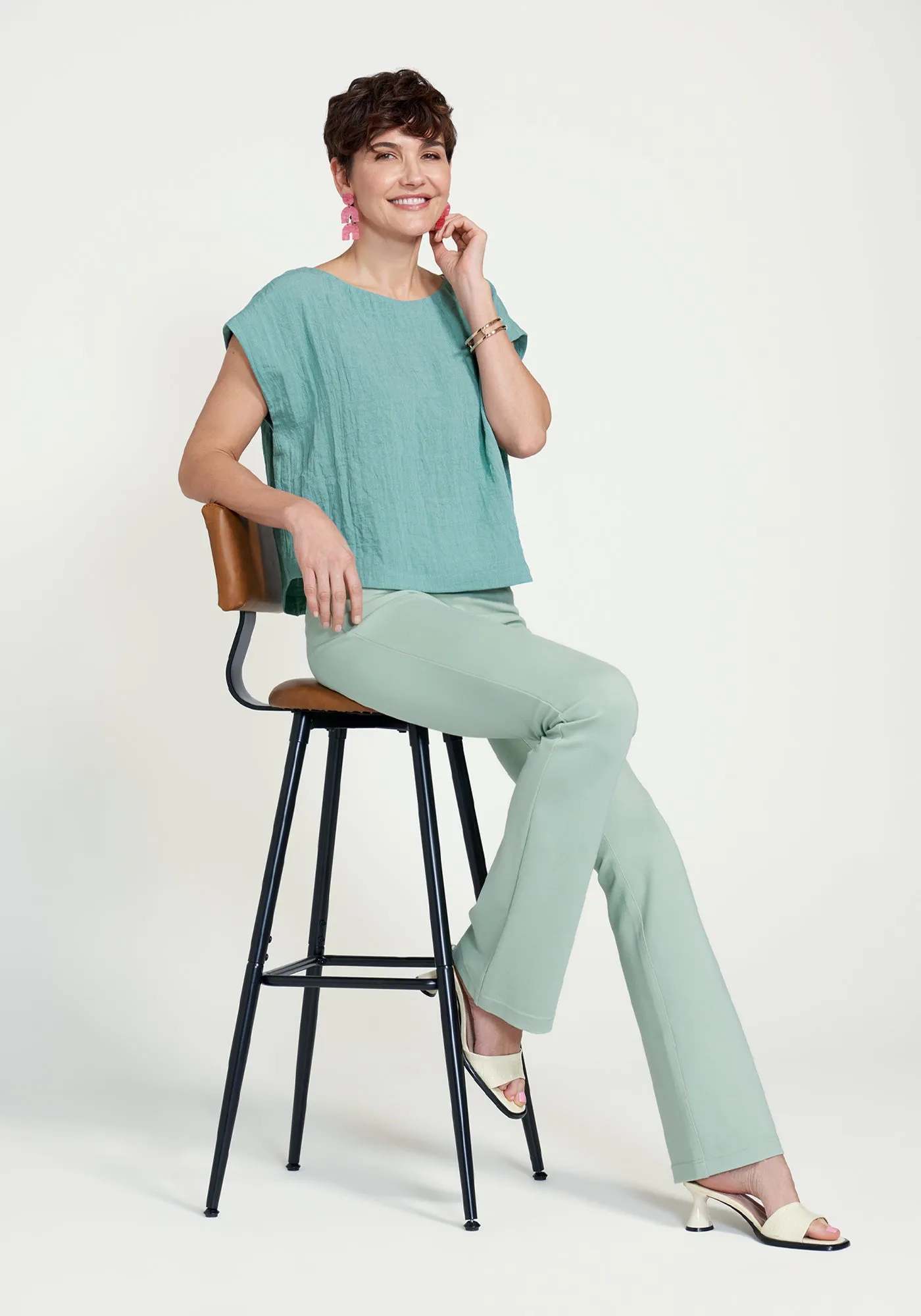 7-Pocket Dress Pant Yoga Pant | Bootcut (Muted Mint) sold by Betabrand product image thumbnail 4