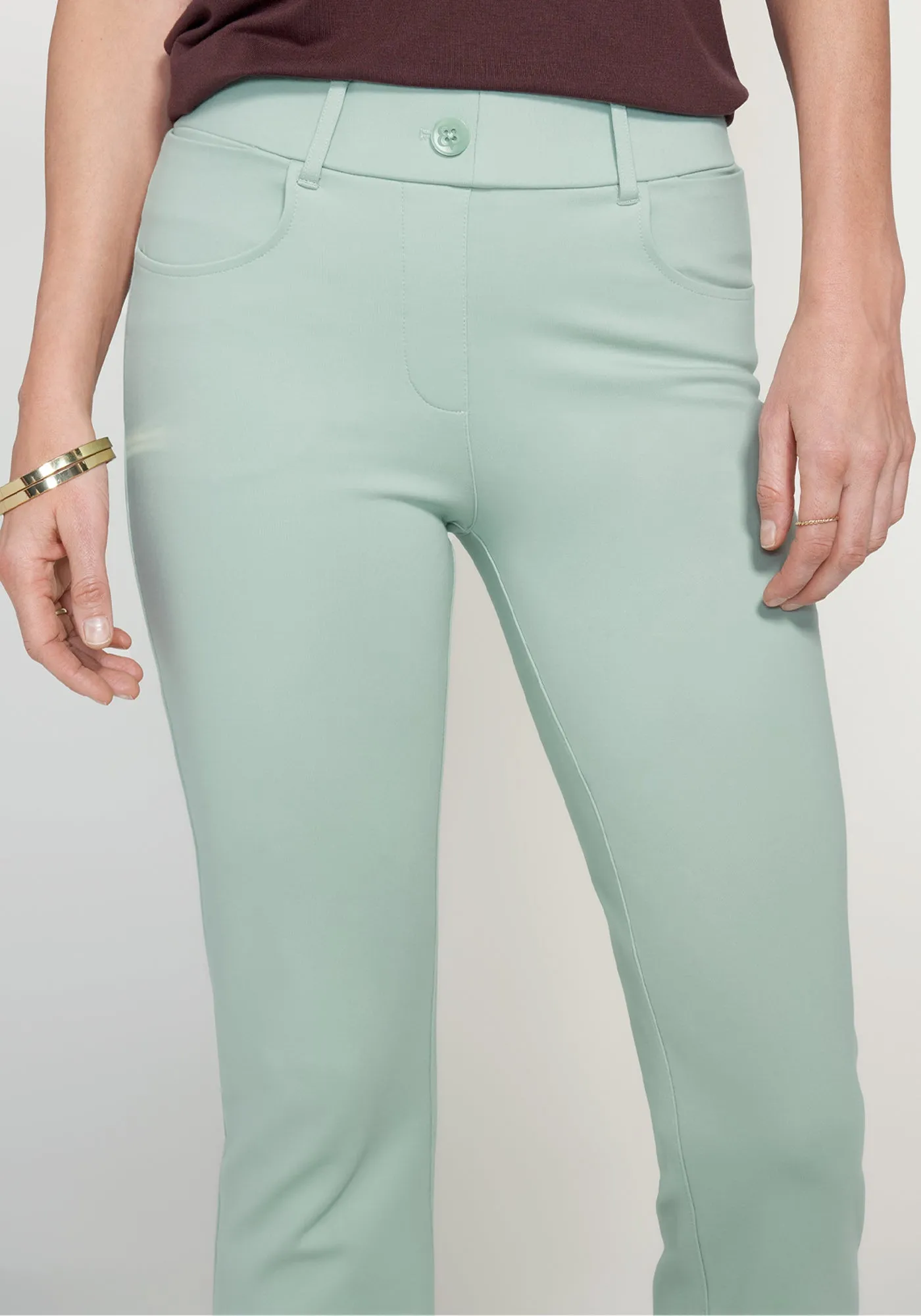 7-Pocket Dress Pant Yoga Pant | Bootcut (Muted Mint) sold by Betabrand product image thumbnail 2