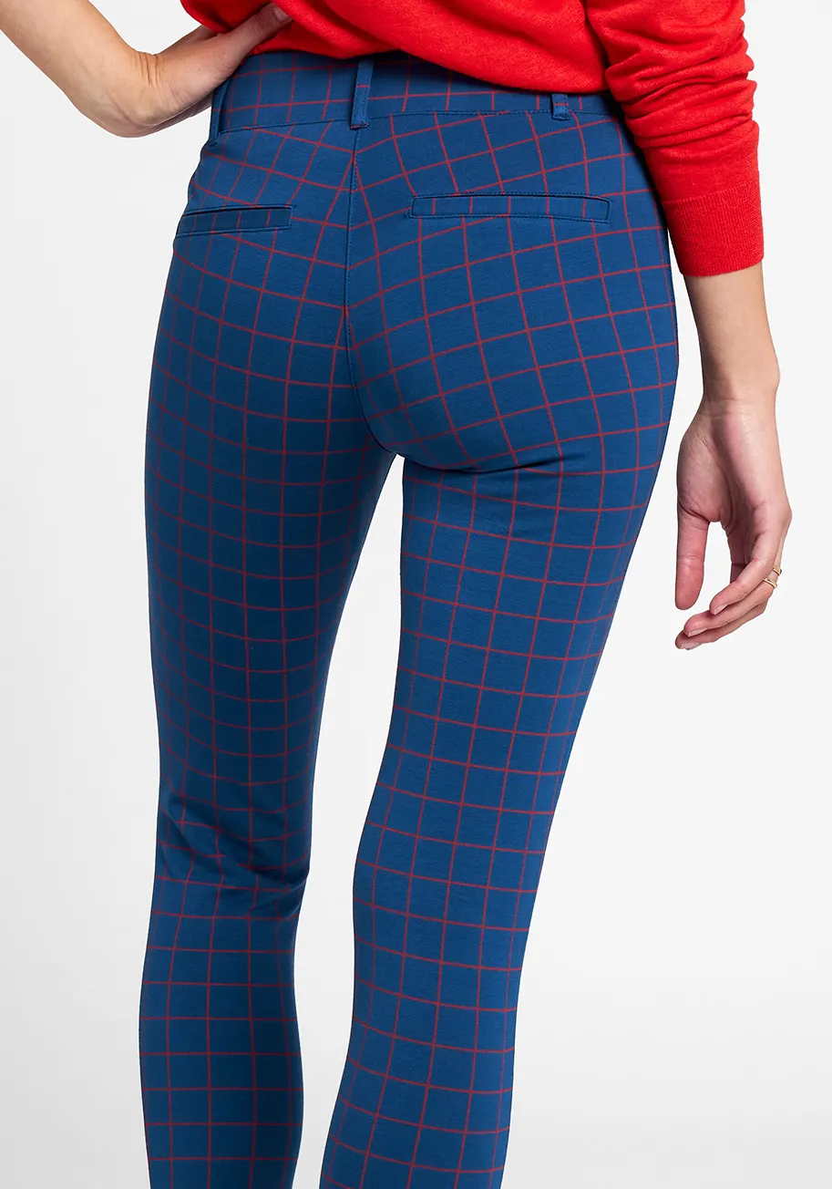 Classic Dress Pant Yoga Pant | Skinny (Tomato Check) sold by Betabrand product image thumbnail 3