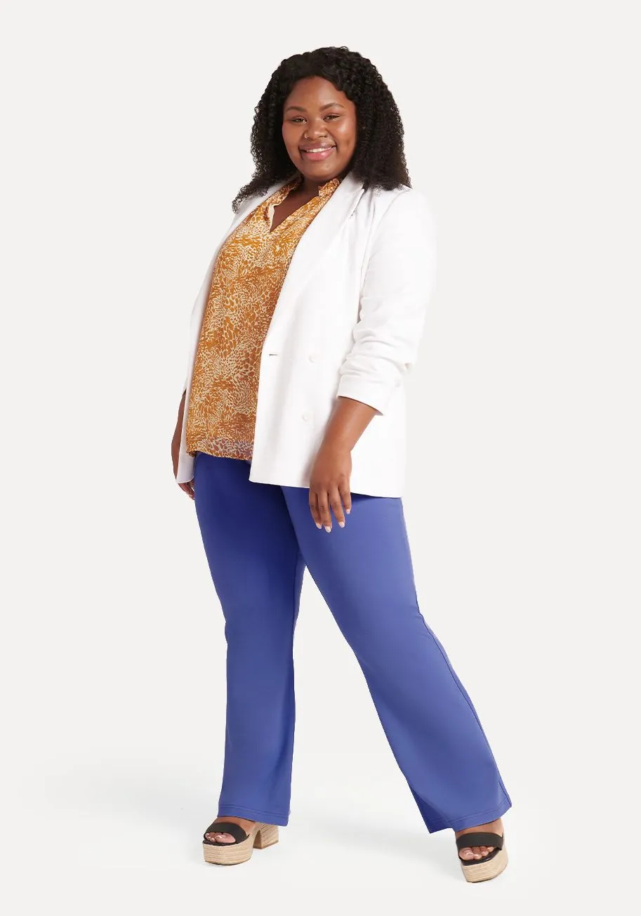 Boot Cut | Two-Pocket Dress Pant Yoga Pants (Blue Iris) sold by Betabrand