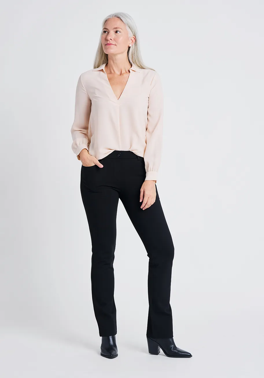 Straight-Leg | 7-Pocket Dress Pant Yoga Pants (Black) sold by Betabrand