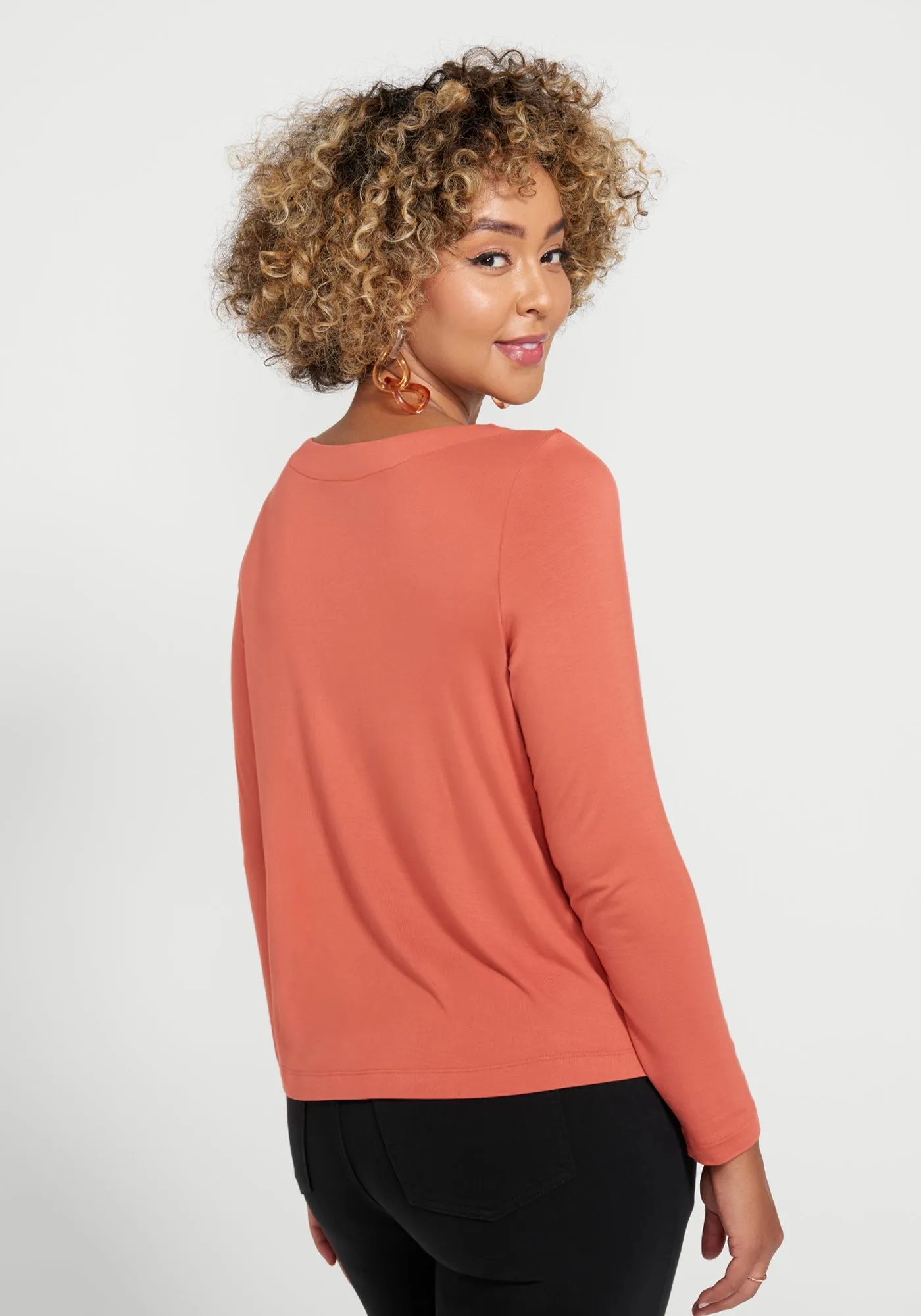 Essential Scoop Long Sleeve (Burnished Coral) sold by Betabrand product image thumbnail 2