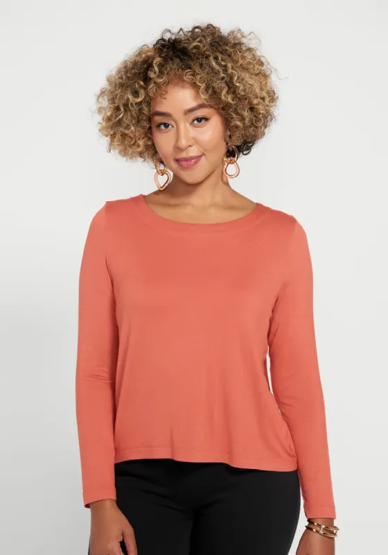 Essential Scoop Long Sleeve (Burnished Coral) sold by Betabrand