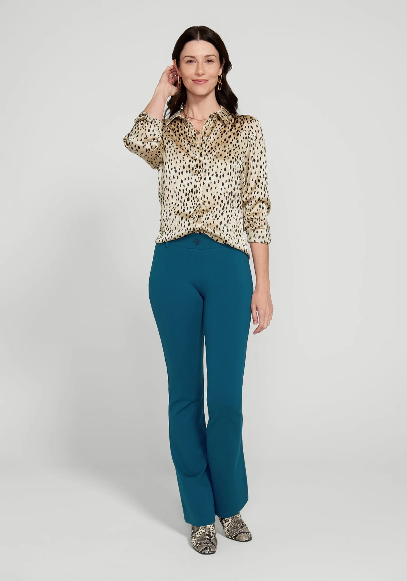 Classic Dress Pant Yoga Pant | Bootcut (Dark Ocean) sold by Betabrand