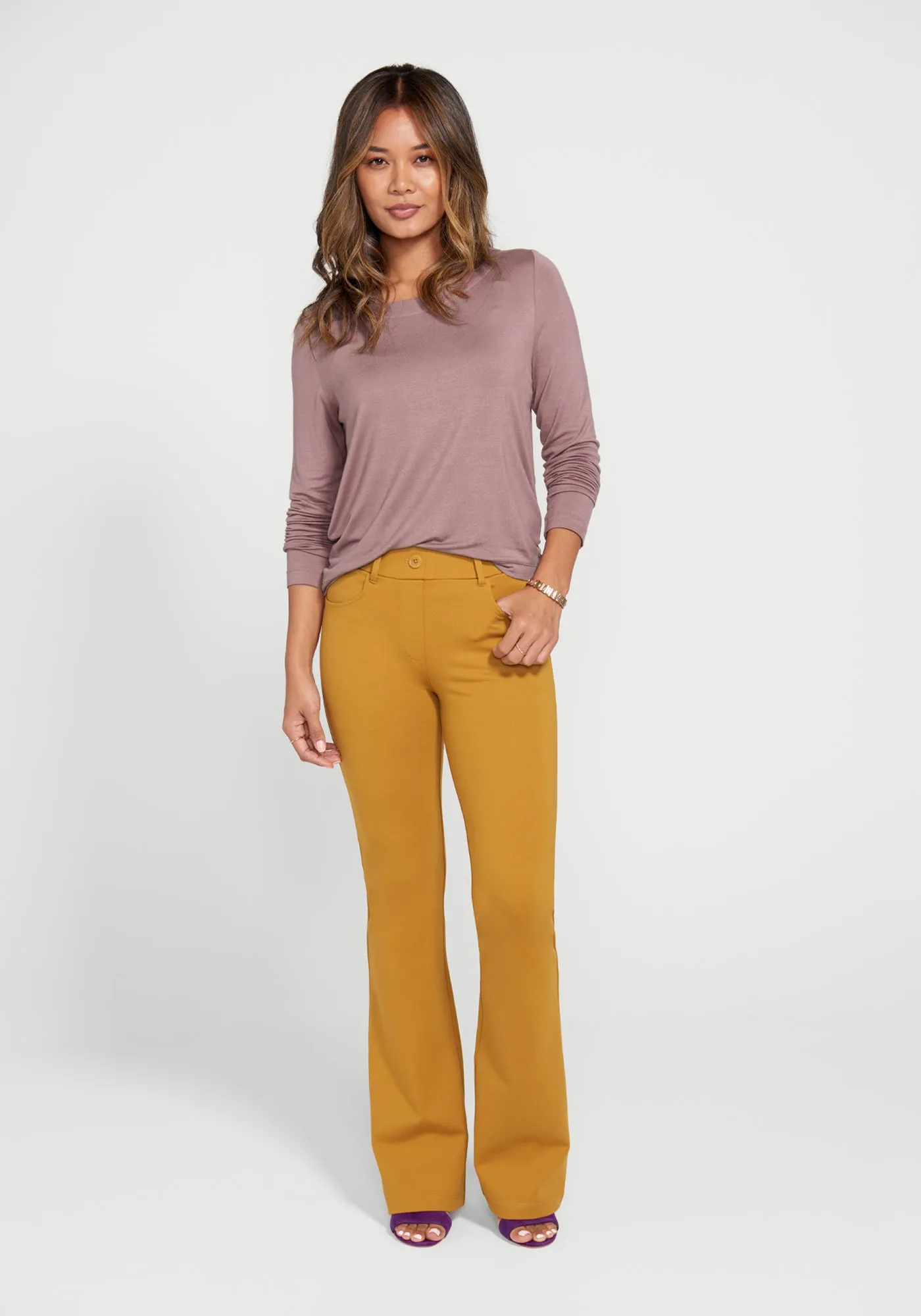 7-Pocket Dress Pant Yoga Pant | Bootcut (Cedar Glow) sold by Betabrand